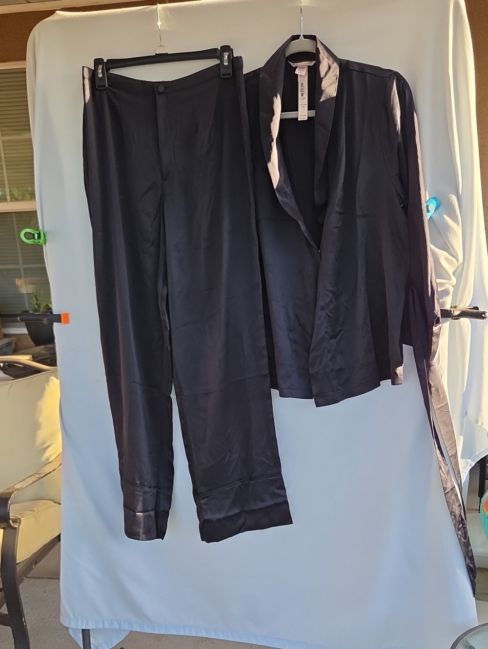 Victoria's Secret Black 2 Pc Set Matching Jacket With Tie & Pants Sz Med